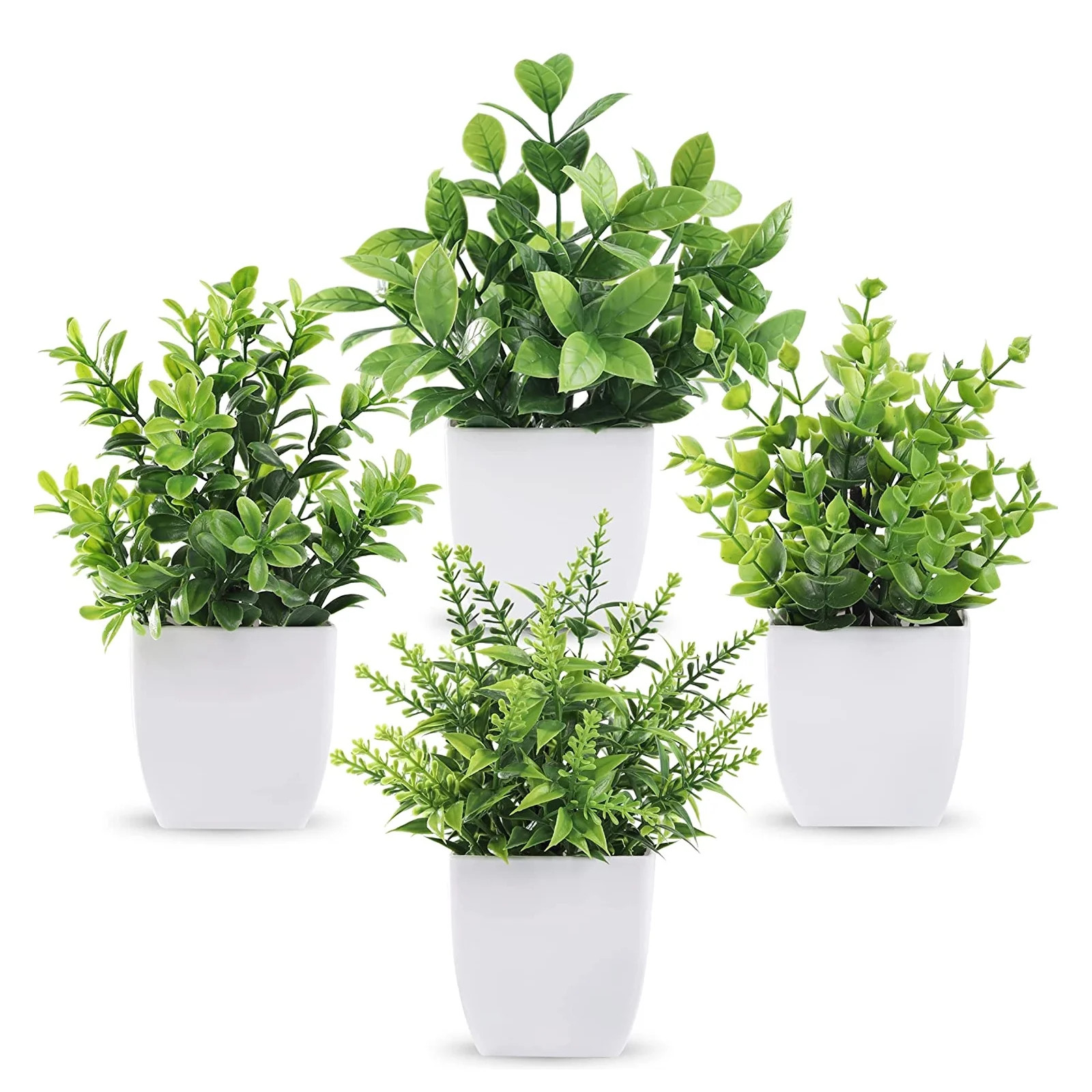 Tripumer 4pack Fake Plant Small Artificial Green Plant Simulation Eucalyptus Potted Plant for Hom... | Walmart (US)