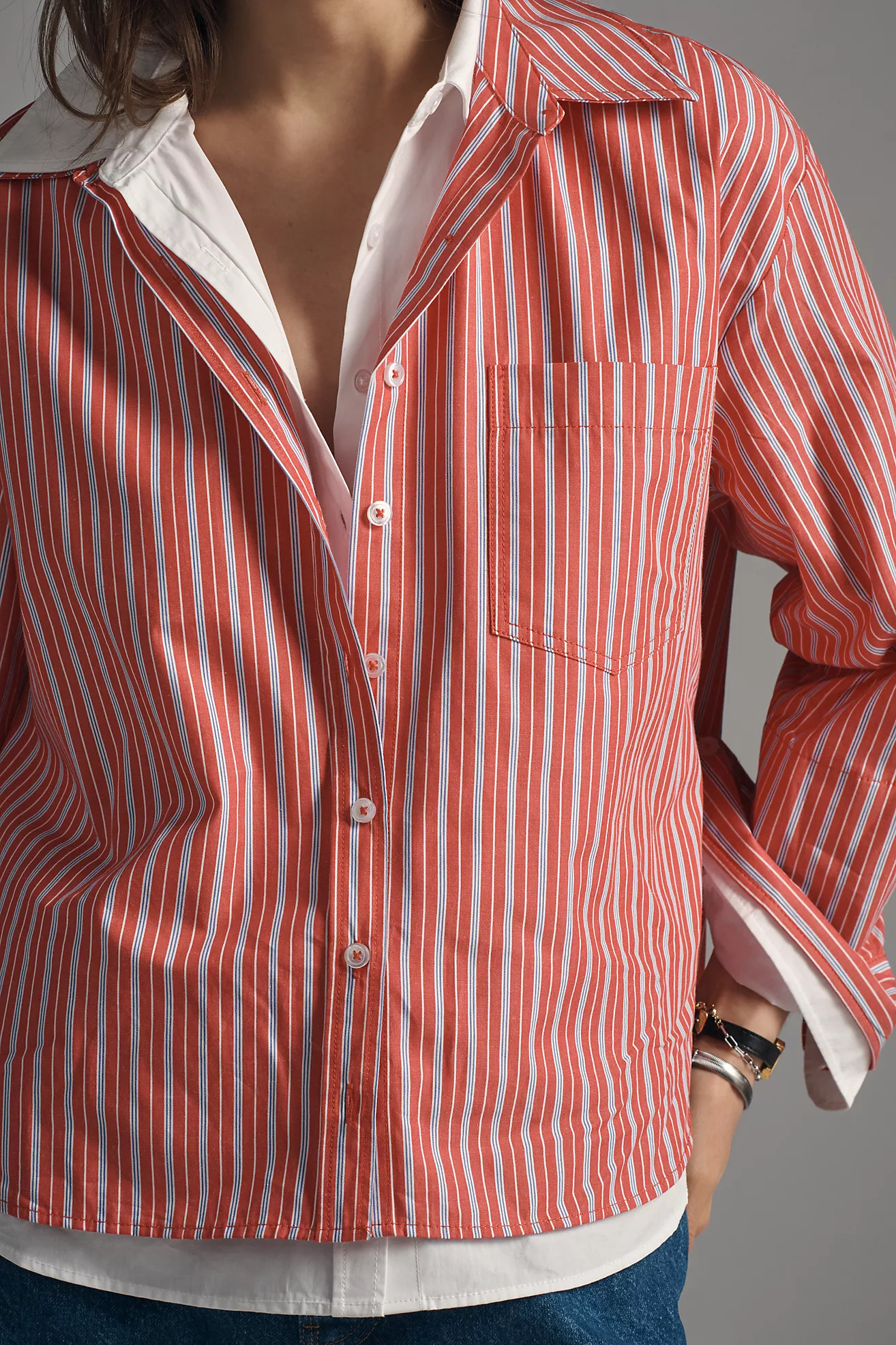 The Double-Layered Shrunken Bennet Buttondown Shirt by Maeve | Anthropologie (US)