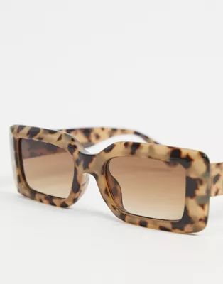 ASOS DESIGN recycled frame mid square sunglasses with bevel in milky tort | ASOS (Global)