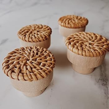 Bohoify 6pc Boho Rattan Knobs for Dresser, Drawers, Cabinet; Handmade Boho Wicker Woven Decorative P | Amazon (US)