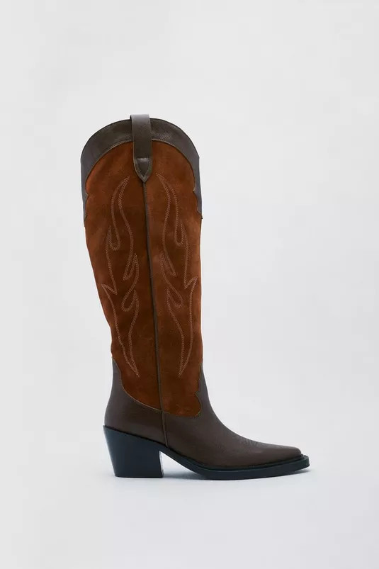 Santiags mi-hautes en cuir et suédine | Nasty Gal FR