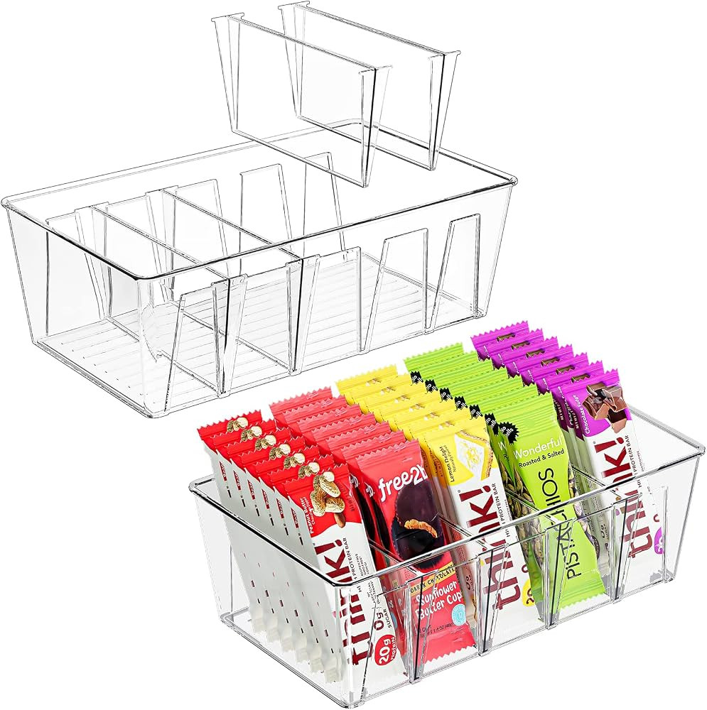 Puricon 2 Pack Pantry Organization and Storage Bins for Kitchen Fridge Countertop Cabinet, Stacka... | Amazon (US)
