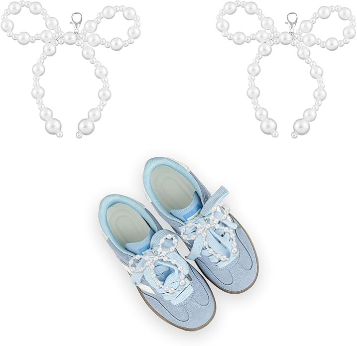 Pearls Bow Shoe Charms for Sneakers,Pearls Sneaker Charms for Laces,2 pcs Shoelace Charms for Dre... | Amazon (US)