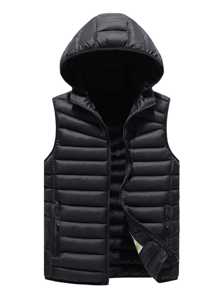 Men Zip Pocket Hooded Vest Puffer Coat | SHEIN