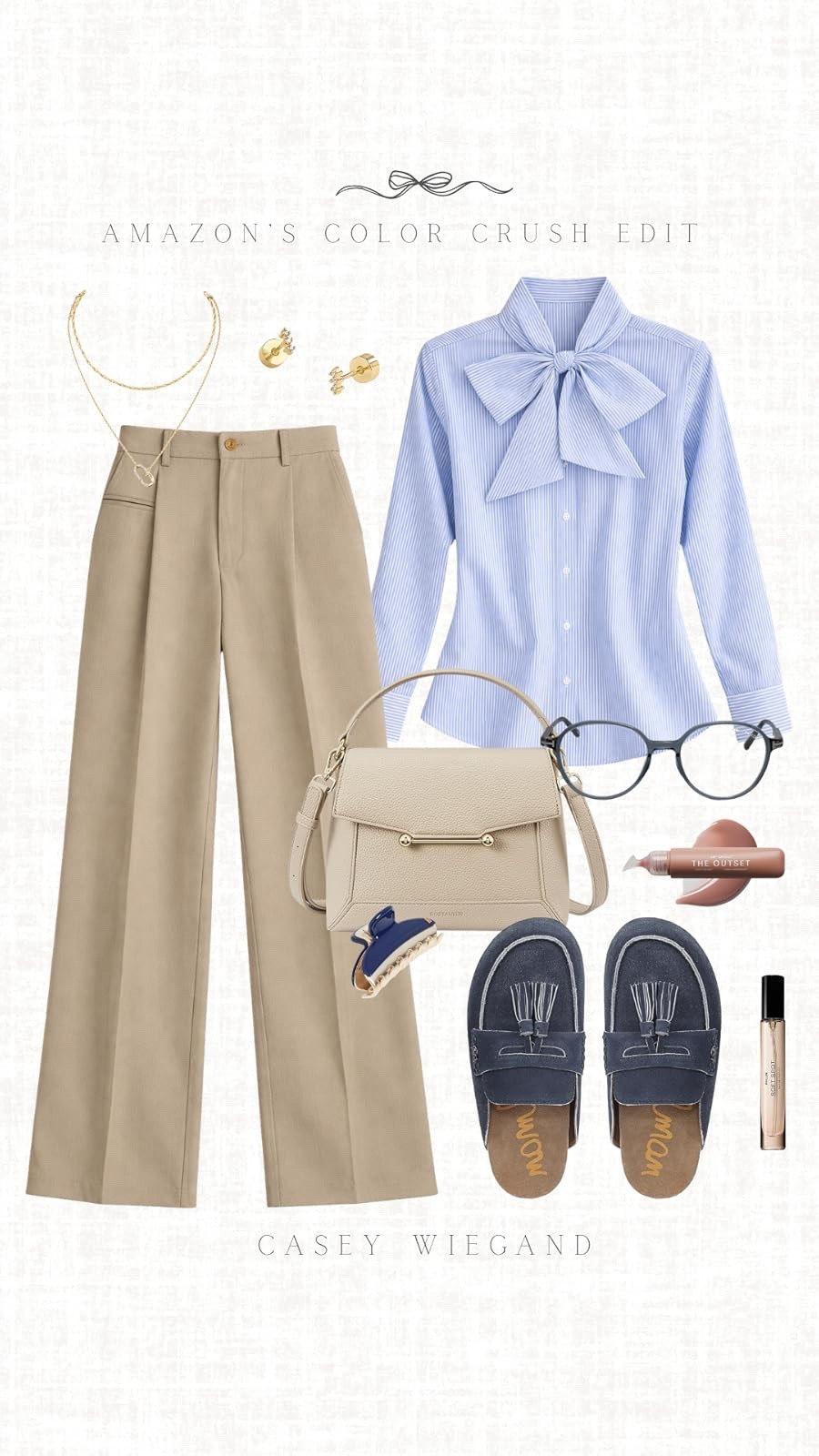 Found my perfect Amazon edit! Loving this blue bow blouse and tan wide leg pants combo. #SpringFashion

#LTKNYFW #LTKdayinmylife #LTKgrwm