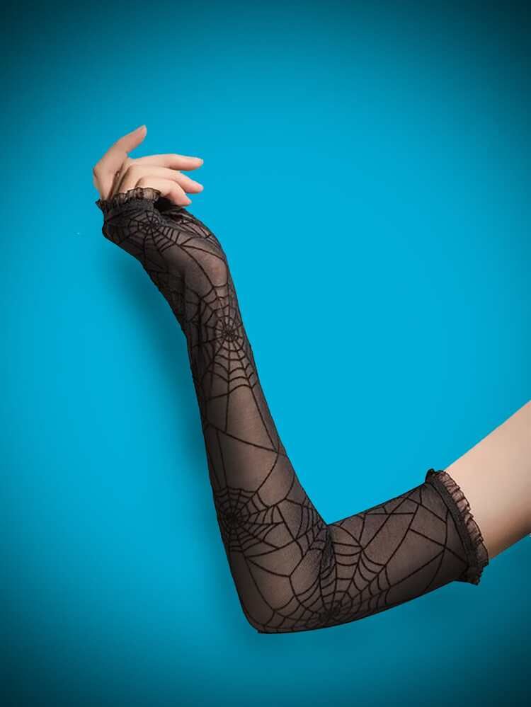 ROMWE Spider Web Lace Fingerless Gloves | SHEIN