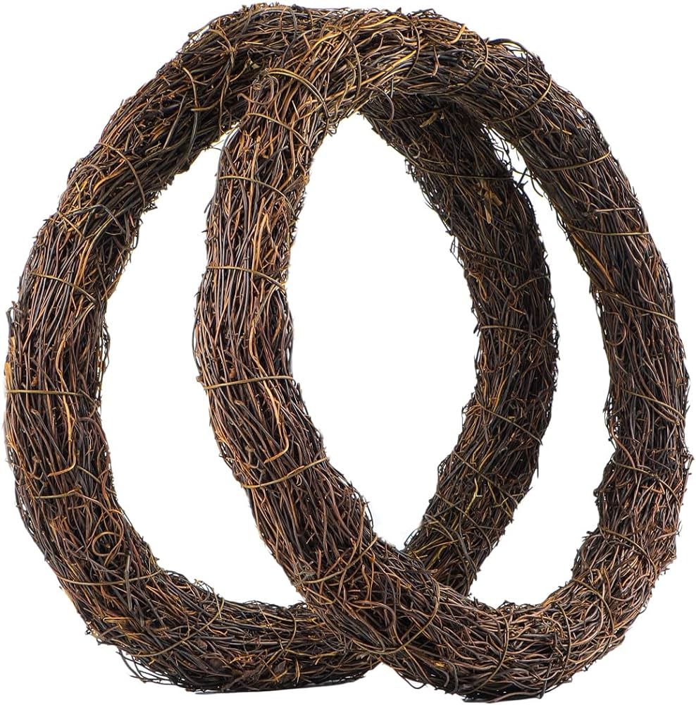 Natural Grapevine Wreaths for Crafts - 12 Inch Christmas Rattan Twig Wreath Base - DIY Wreath Sup... | Amazon (US)