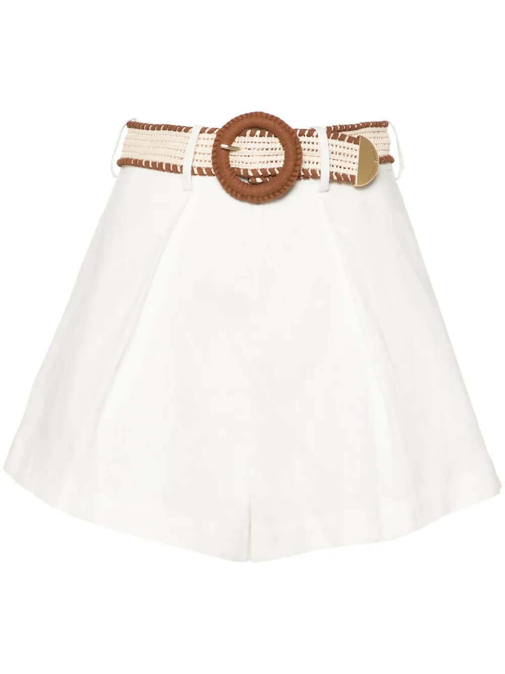 ZIMMERMANN Halliday Tuck Belted Linen Shorts - Farfetch | Farfetch Global