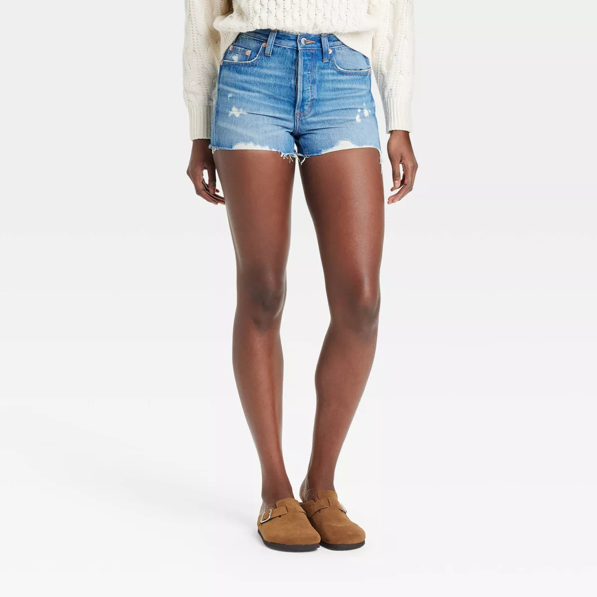 Women's High-Rise Cutoff Mini Jean Shorts - Universal Thread™ Medium Wash 8 | Target