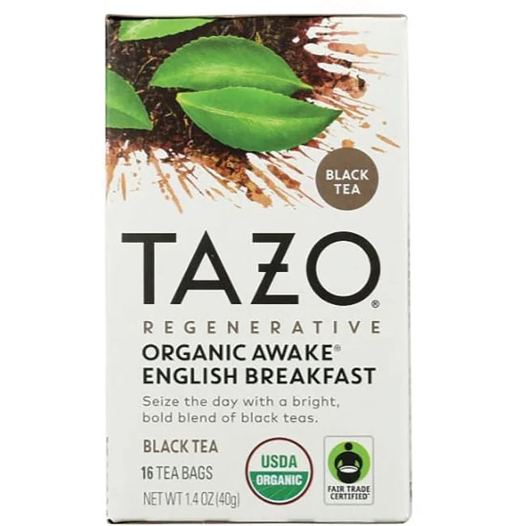 TAZO Tea Bag Regenerative Organic Awake, Black Tea, Caffeinated, 16 Count Box | Walmart (US)