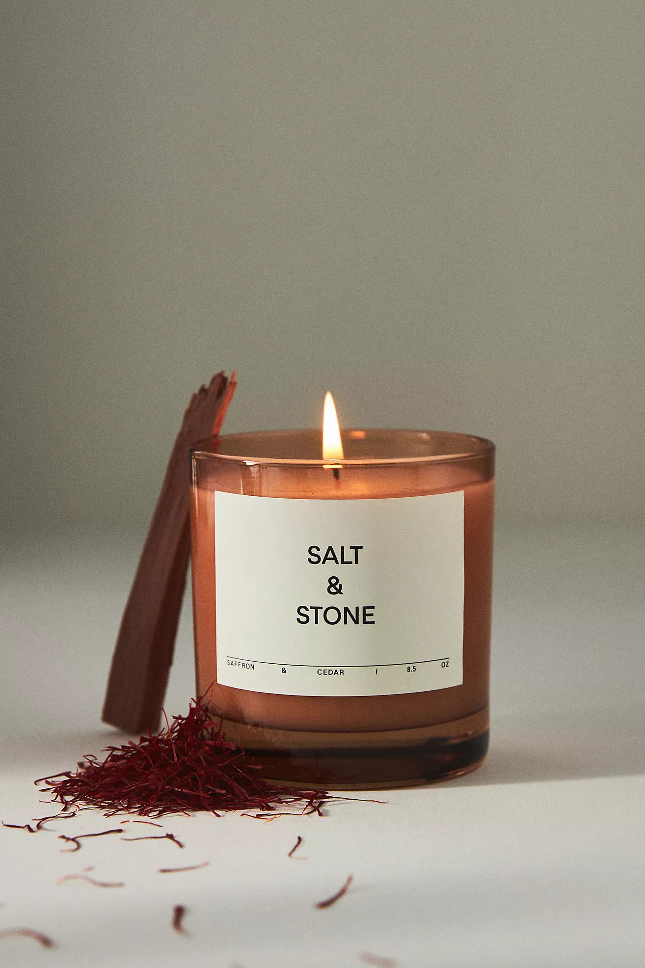 SALT & STONE Gourmand Saffron & Cedar Candle | Anthropologie (US)