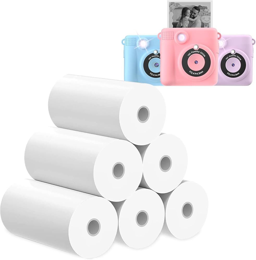 Printer Paper,6 Rolls for Kids Instant Print Camera,HD Printing Thermal Print Paper Set Portable ... | Amazon (US)