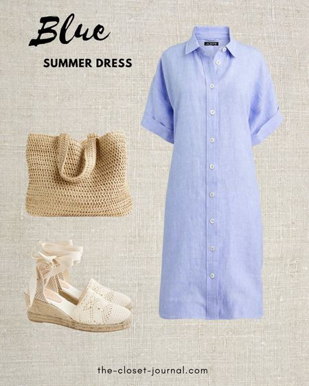 Blue Linen Dress for the Summer season 