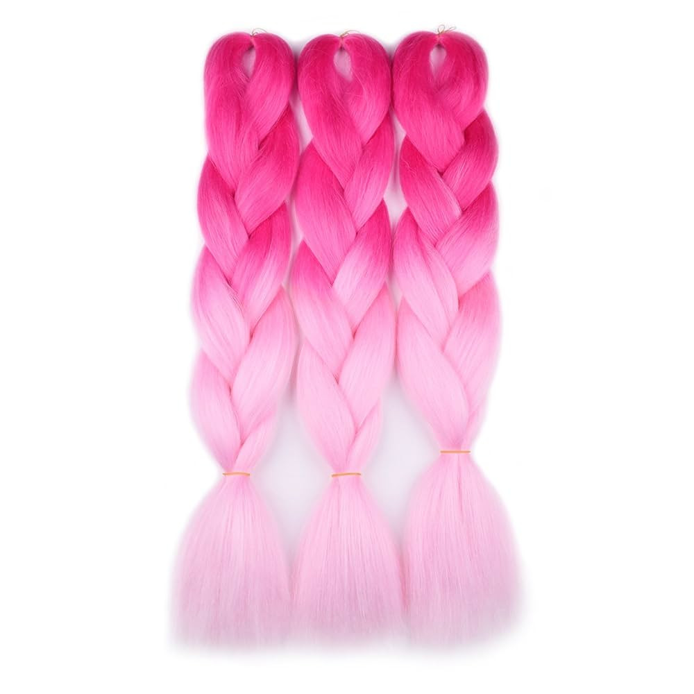 Ombre Braiding Hair (Pink/Light Pink)3pcs Jumbo Braiding Hair Extension For Box Braids Twist 24 I... | Amazon (US)