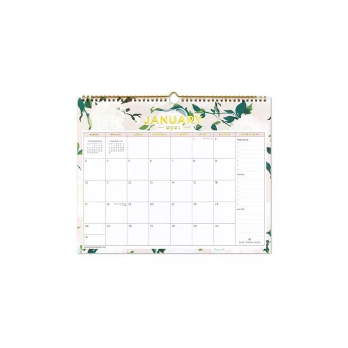 2020-2021 Academic Wall Calendar 15"x12" Coming Up Roses - Day Designer | Target