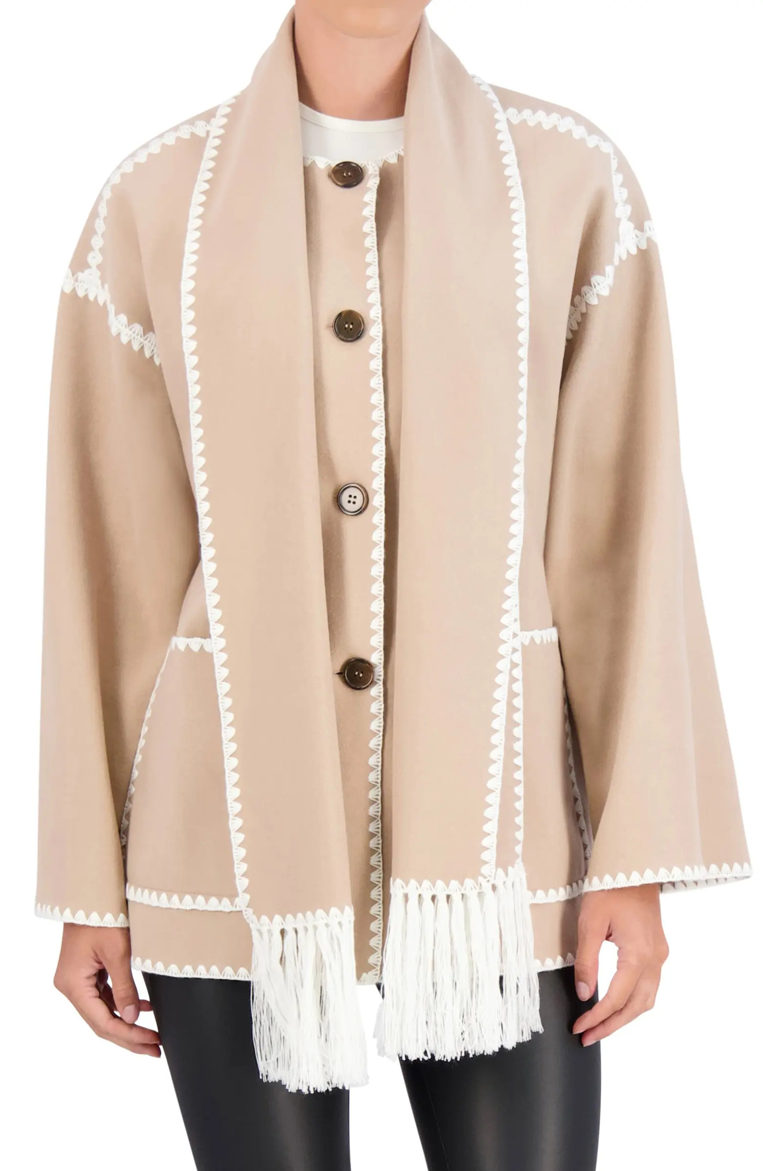 Faux Wool Scarf Coat | Nordstrom Rack