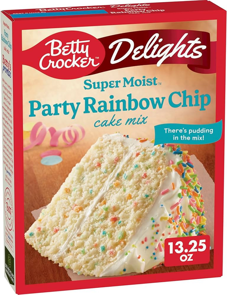 Betty Crocker Delights Super Moist Party Rainbow Chip Cake Mix, 13.25 oz | Amazon (US)