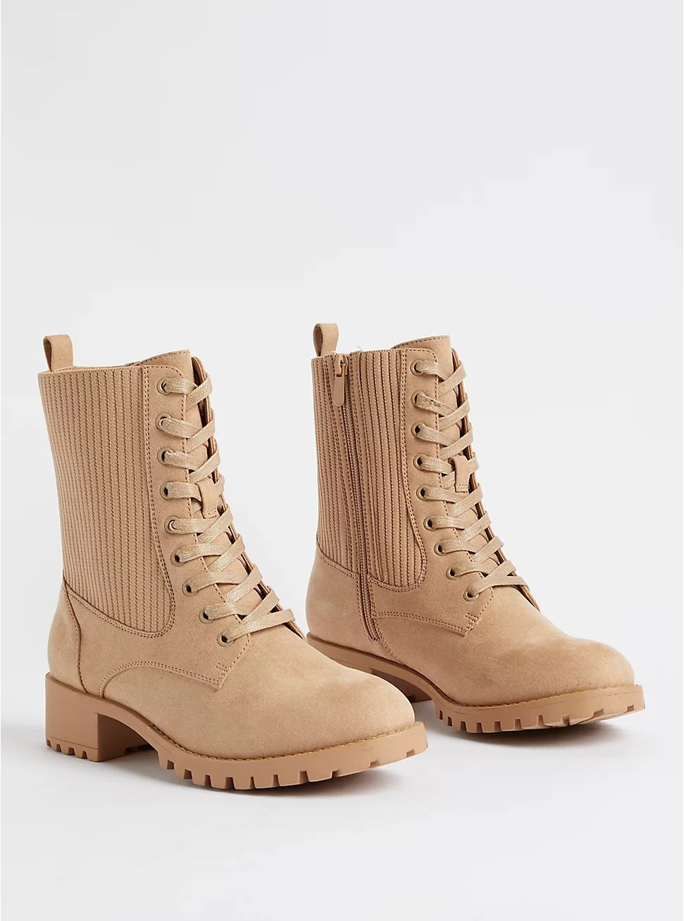 Ribbed Knit Combat Bootie - Taupe (WW) | Torrid (US & Canada)