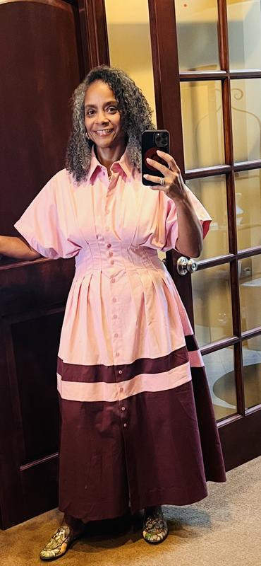 The Tobie Button-Front Pleated Shirt Dress by Exquise | Anthropologie (US)