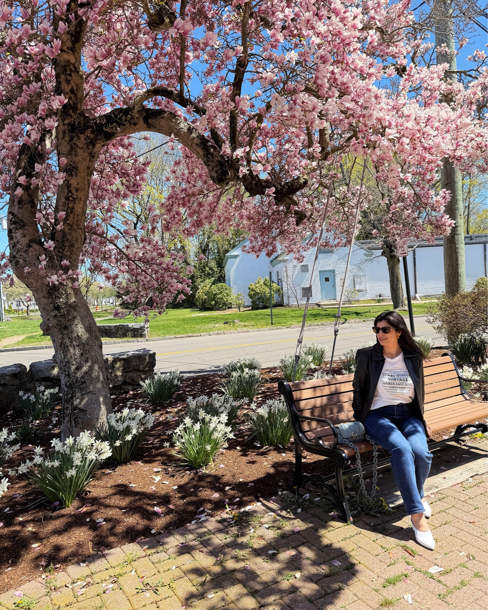 For a second I thought maybe this spring was feeling like it was moving slower than usual, but then realized it’s nearly halfway through May, and I’m the one who is moving slowly. 

@thredup Winlit Leather Jacket 
@anthropologie Tee
@anntaylor Jeans
@ninewest Mules
@coach Studio Bag