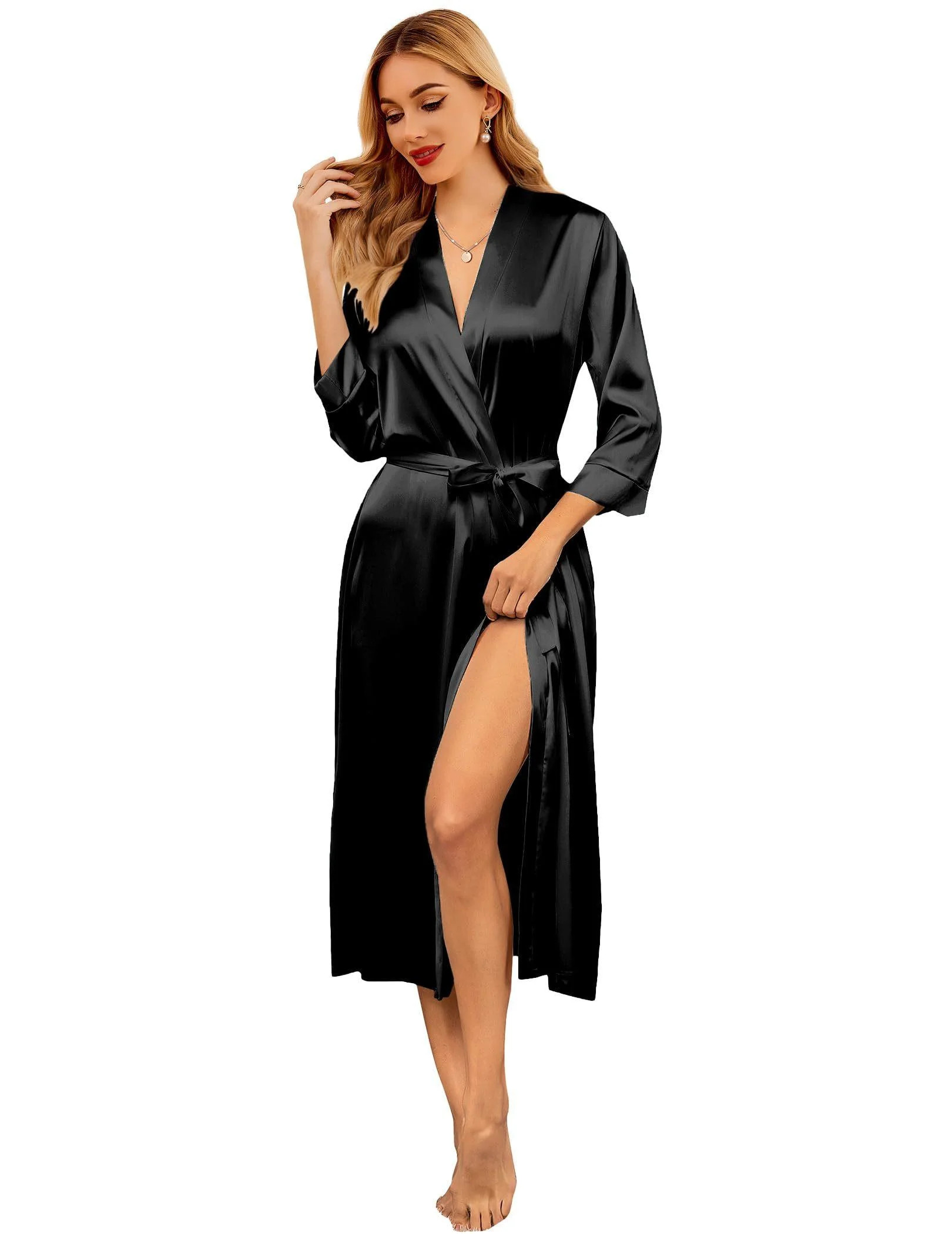 Ekouaer Silk Robes for Women Long Satin Bride Bridesmaid Wedding Party Robes Lightweight Sexy Sle... | Walmart (US)
