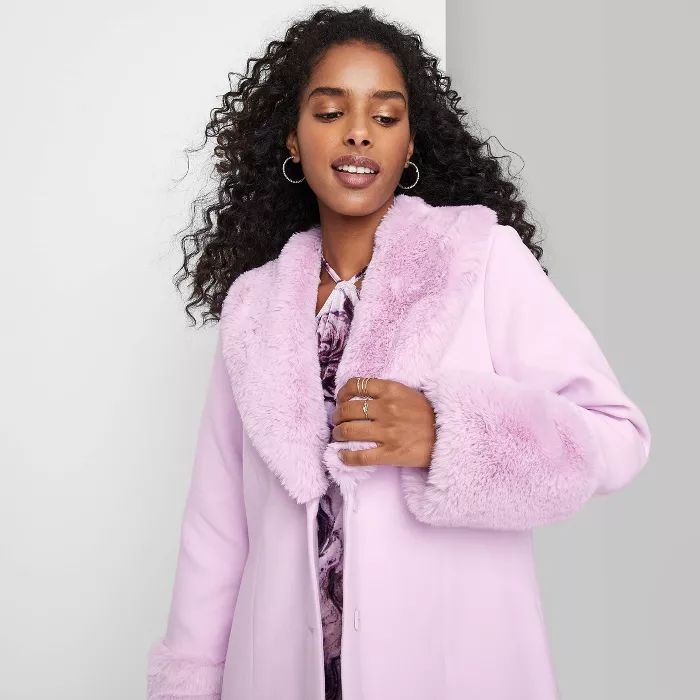 Women's Faux Fur Trim Long Jacket - Wild Fable™ | Target