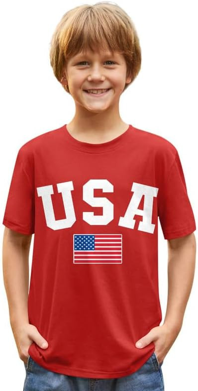BesserBay July 4th Unisex Kids Patriotic Amarican Flag Funny T-Shirt 5-14 Years | Amazon (US)