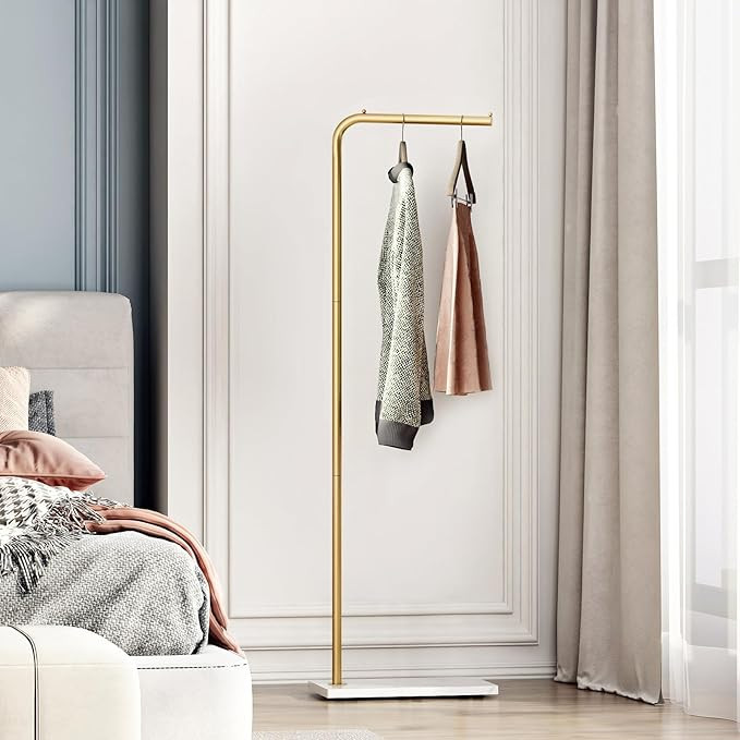 Metal Gold Coat Racks, Standing Coat Rack with Heavy Base, Modern Coat Tree with Crossbar and 3 H... | Amazon (US)