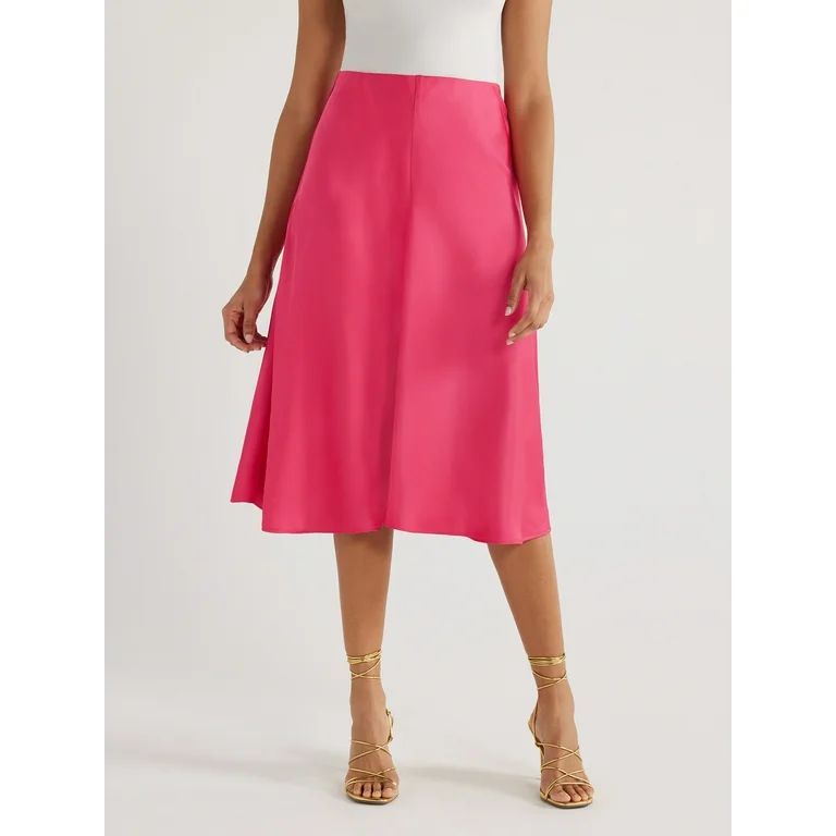 Scoop Women’s Satin Midi Skirt, Sizes XS-XXL | Walmart (US)