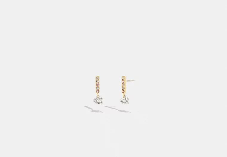 Signature Pavé Bar Huggie Earrings | Coach Outlet