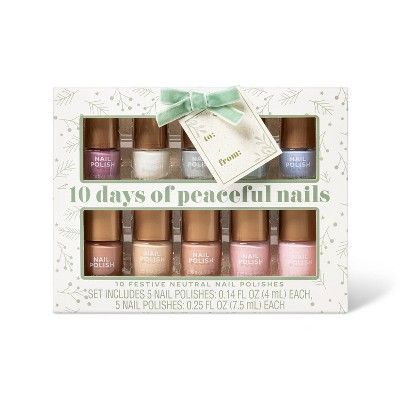 10 Days of Peaceful Nails Nail Polish Set - Festive Neutral - 10pc | Target