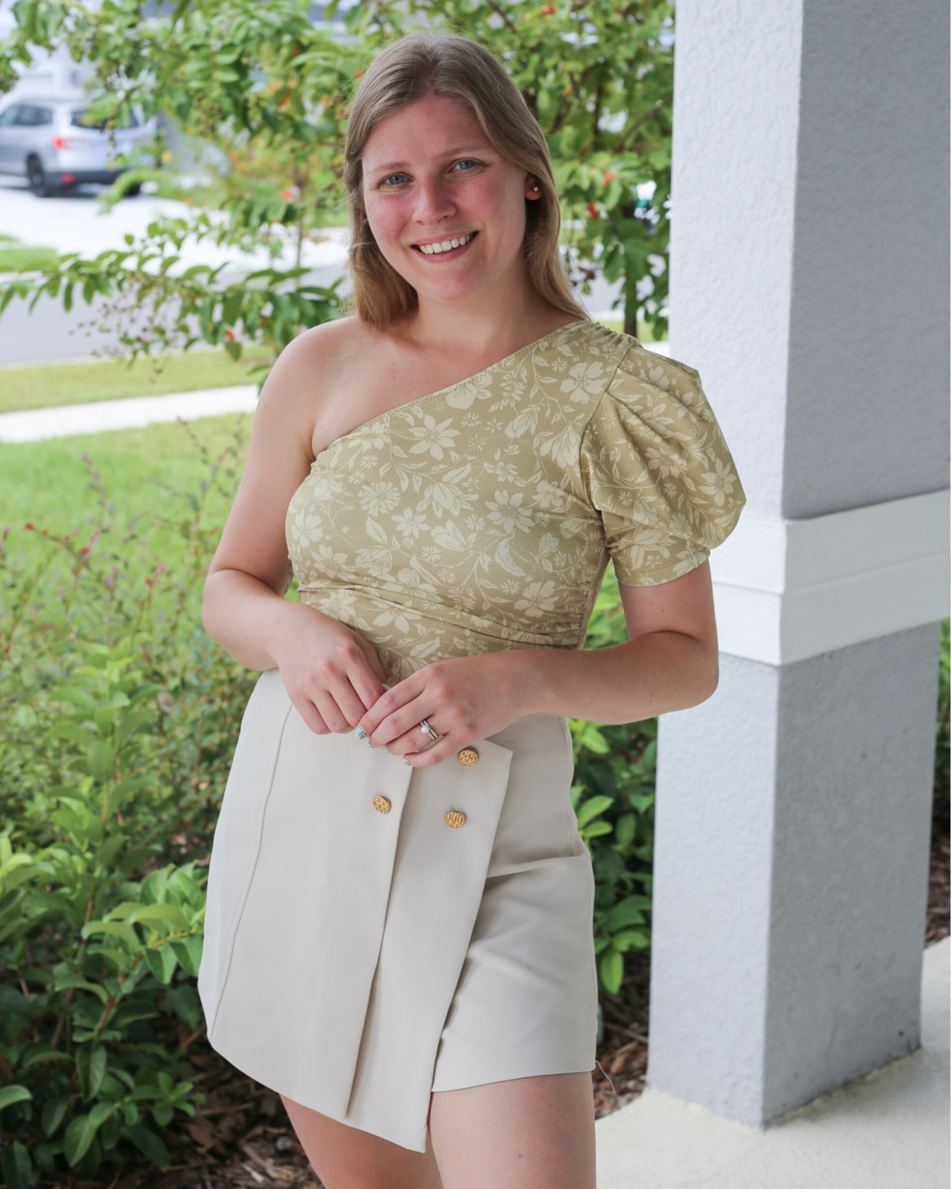 Summer to fall outfit idea. One shoulder bodysuit with cream skirt  

#LTKSeasonal