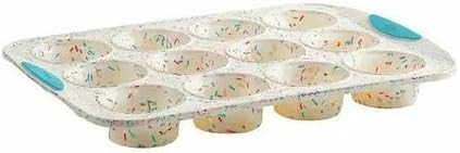 Trudeau Structured Silicone Muffin Pan, 12 Cup, Confetti/Blue and White | Amazon (US)