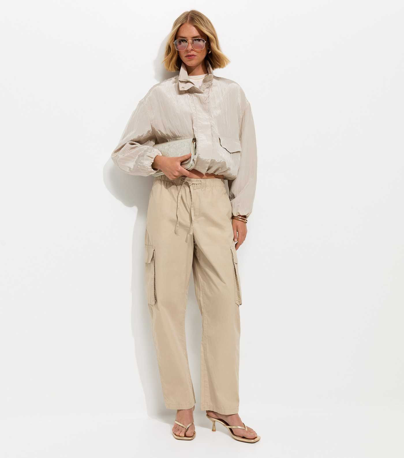 Stone Barrel Leg Utility Cargo Trousers | New Look | New Look (UK)