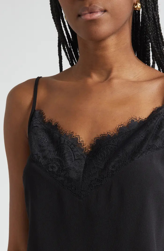 ST. JOHN Lace Trim Silk Crepe Camisole | Nordstrom | Nordstrom