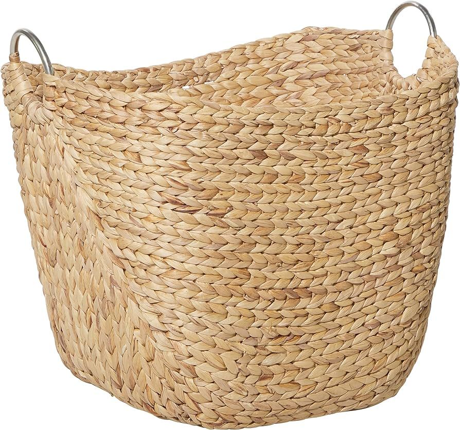 Deco 79 Seagrass Handmade Large Woven Storage Basket with Ring Metal Handles, 21" x 17" x 19", Br... | Amazon (US)