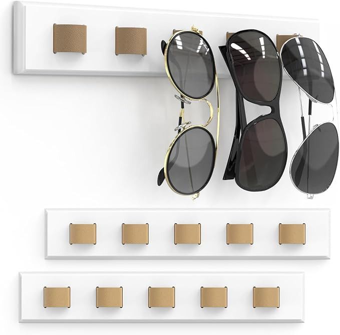 Durmmur 3 Pack Sunglass Organizer, Wall Mounted Sunglasses Organizer, Wooden Glasses Holder Sungl... | Amazon (US)