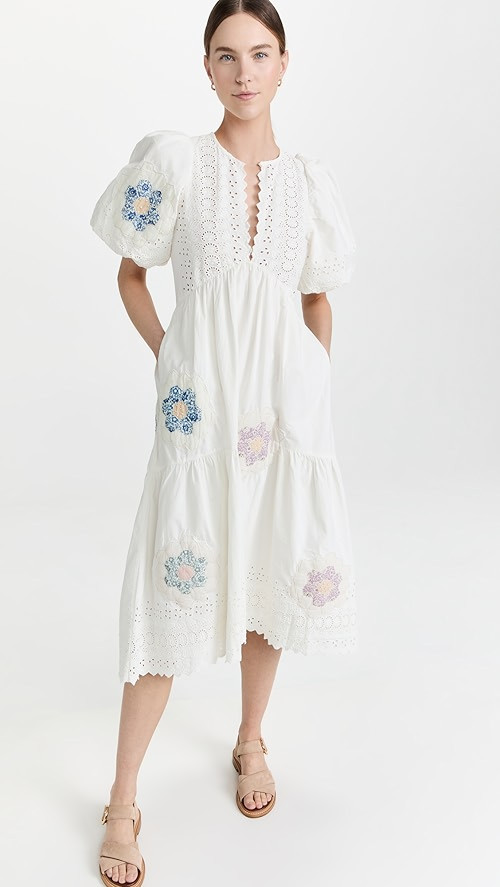Sea Violette Patch Puff Sleeve Midi Dress | SHOPBOP | Shopbop