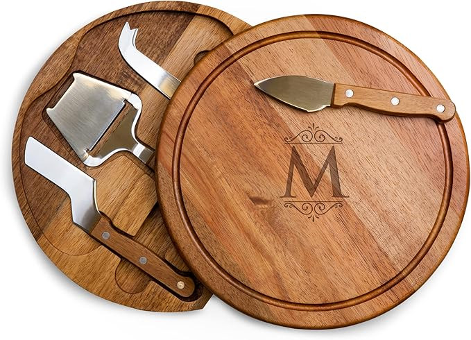 Toscana Monogram Initials M Personalized Acacia Circo Cheese Cutting Board & Tools Set | Amazon (US)