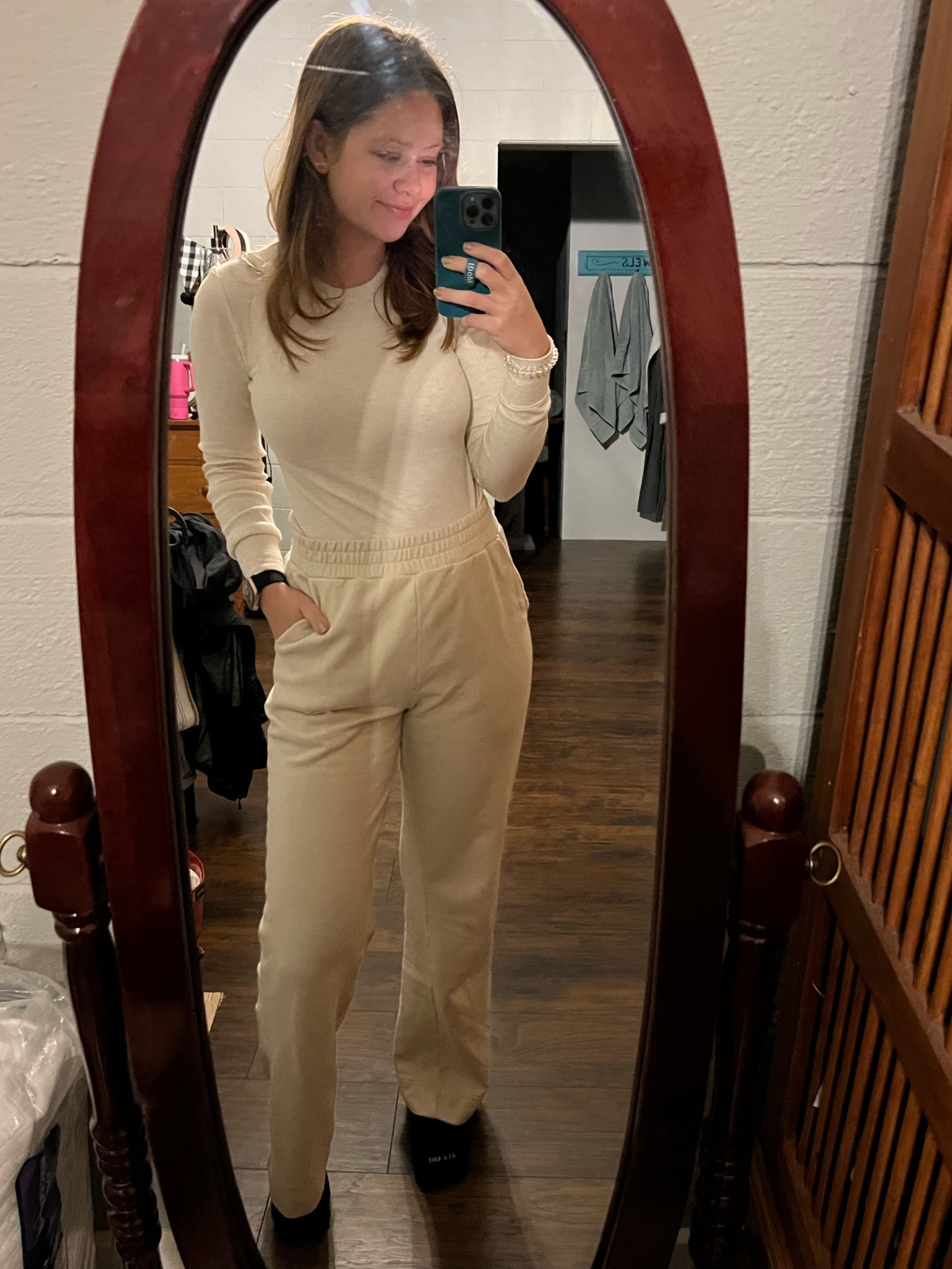 Nuuds wide leg sweatpants and waffle bodysuit in Bone! 

#LTKSeasonal #LTKstyletip #LTKfindsunder100