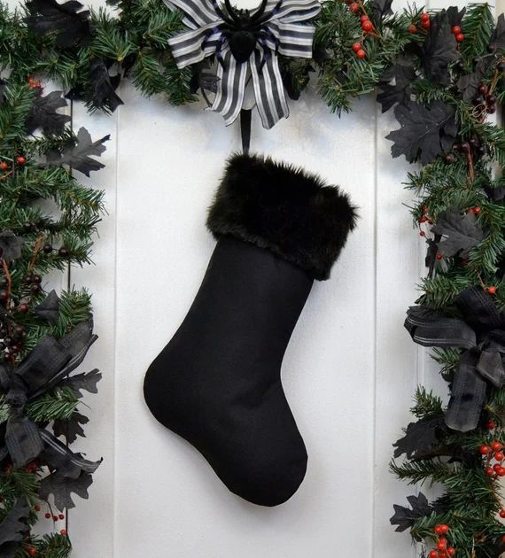Plain All Black Christmas Stocking with Black Fur | Etsy | Etsy (US)