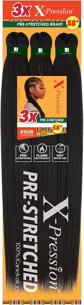 Sensationnel X-pression prestretched braiding hair - 3x braid 58 inch all kanekalon flame retarda... | Amazon (US)