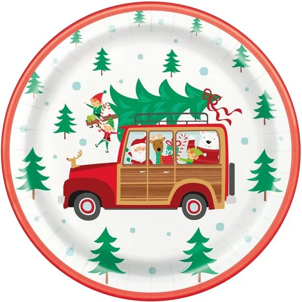 Santa's Station Wagon Christmas Paper Dinner Plates, 9in, 8ct | Walmart (US)