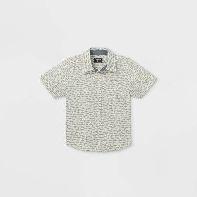 OshKosh B'gosh Toddler Boys' Fish Print Woven Short Sleeve Button-Down Shirt - Cream | Target