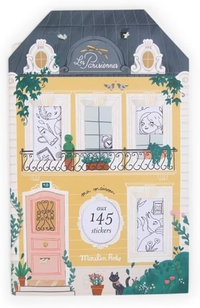 Moulin Roty The Parisiennes Coloring Book with 145 Stickers – Delicate Pencil Sketches, French-... | Amazon (US)