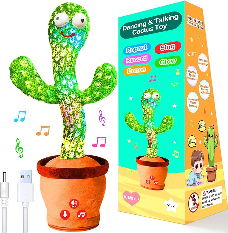 Rechargeable Dancing Talking Cactus Toy for Baby, Cactus Baby Toy with Adjustable Volume, Colorfu... | Amazon (US)