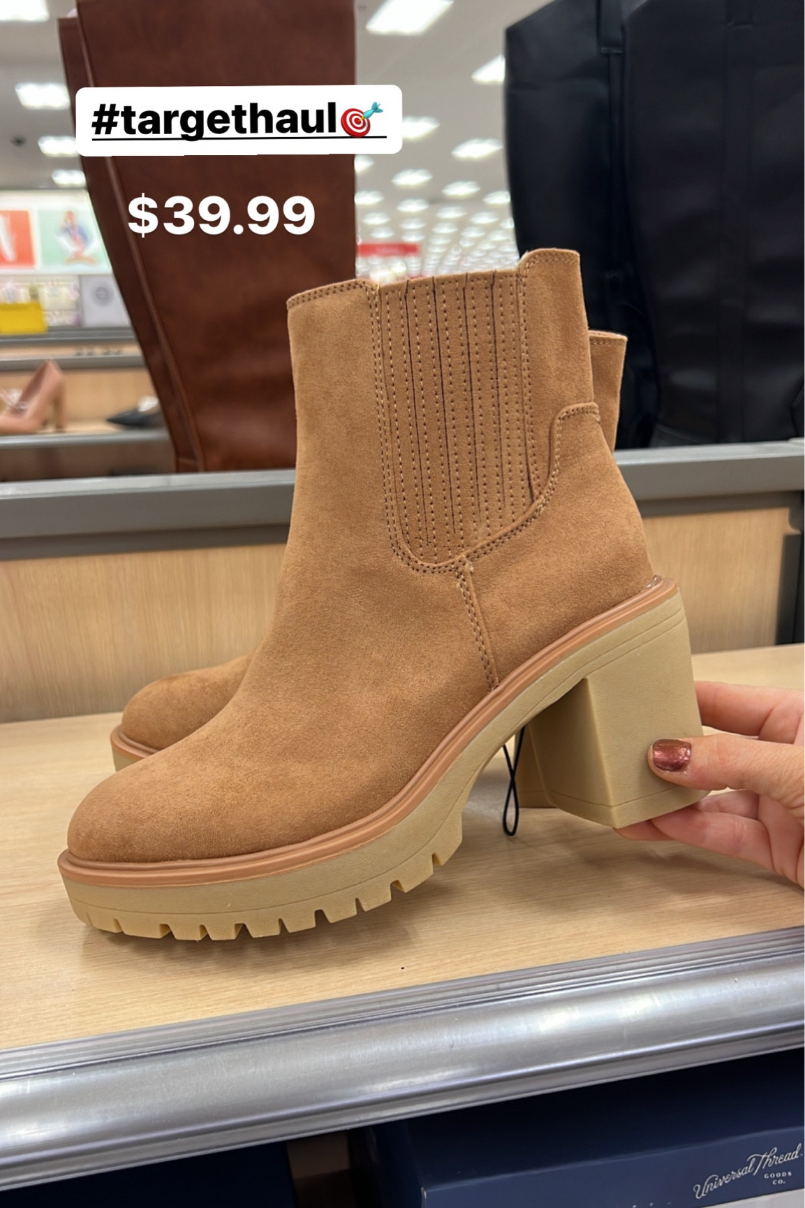 Platform boots / cognac boots from target / heeled boots / target finds / dupes / target shoes 

#LTKSeasonal #LTKunder50 #LTKshoecrush