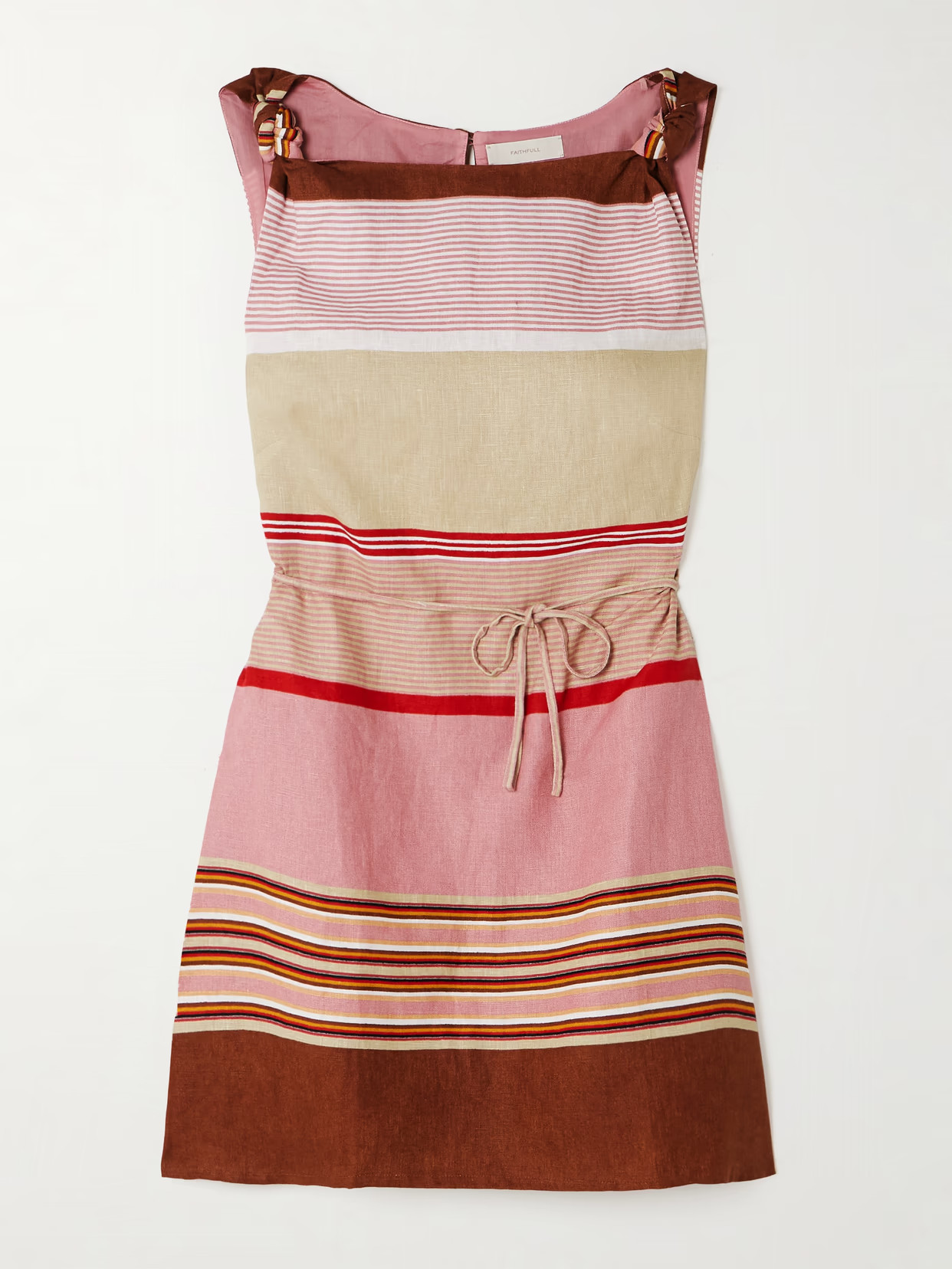 Faithfull - Flor Belted Striped Linen Mini Dress - Multi | NET-A-PORTER (US)