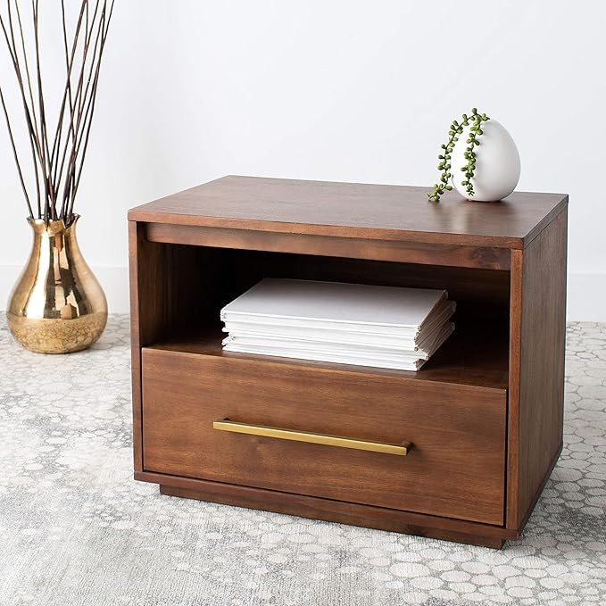 Safavieh Couture Home Mallory Modern Brown 1-drawer Nightstand | Amazon (US)