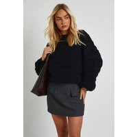 boohoo Women's Chunky Knit Oversized Knitted Jumper in Black | Size: Small | Denim | boohoo (US & Canada)